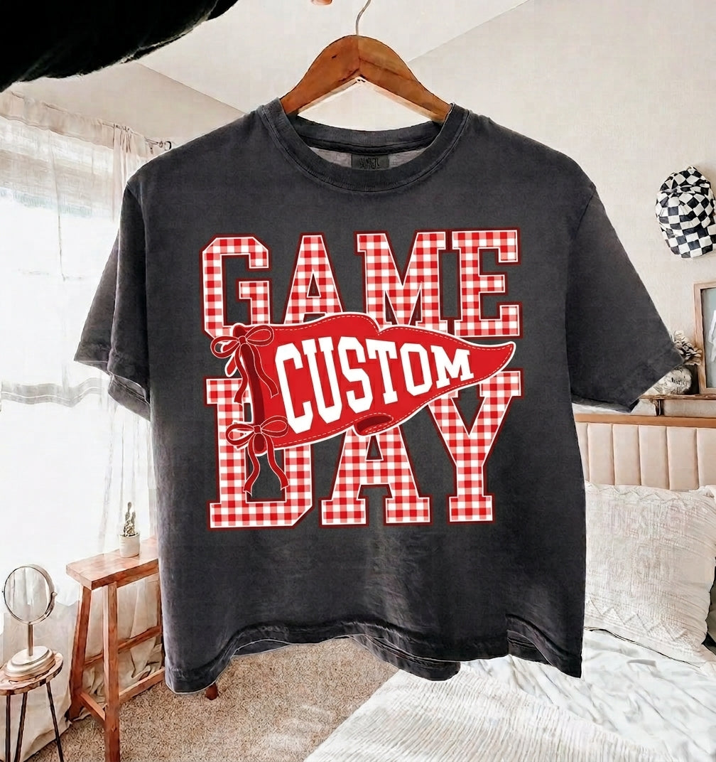 Vintage Game Day Gingham Mascot T-Shirt