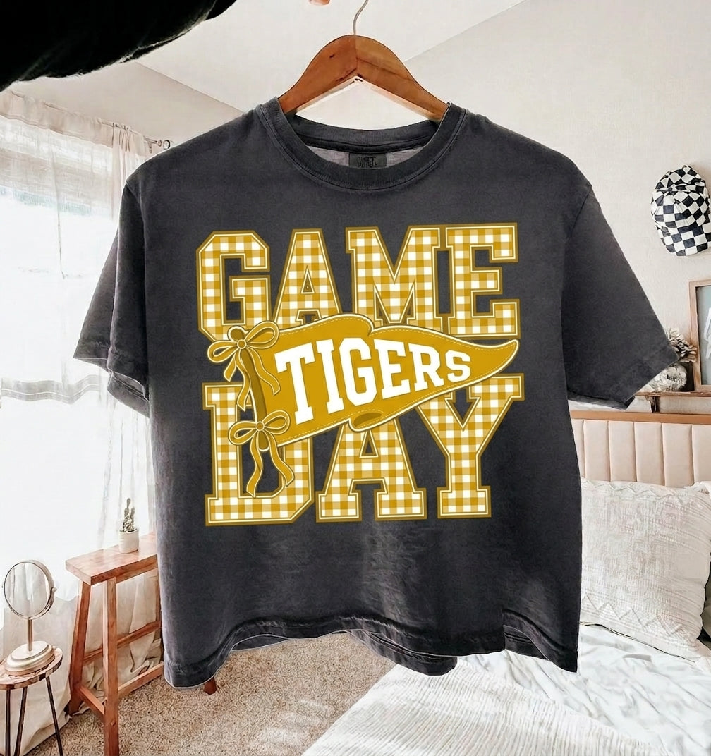Vintage Game Day Gingham Mascot T-Shirt