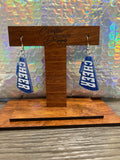 Blue Glitter Cheer Earrings