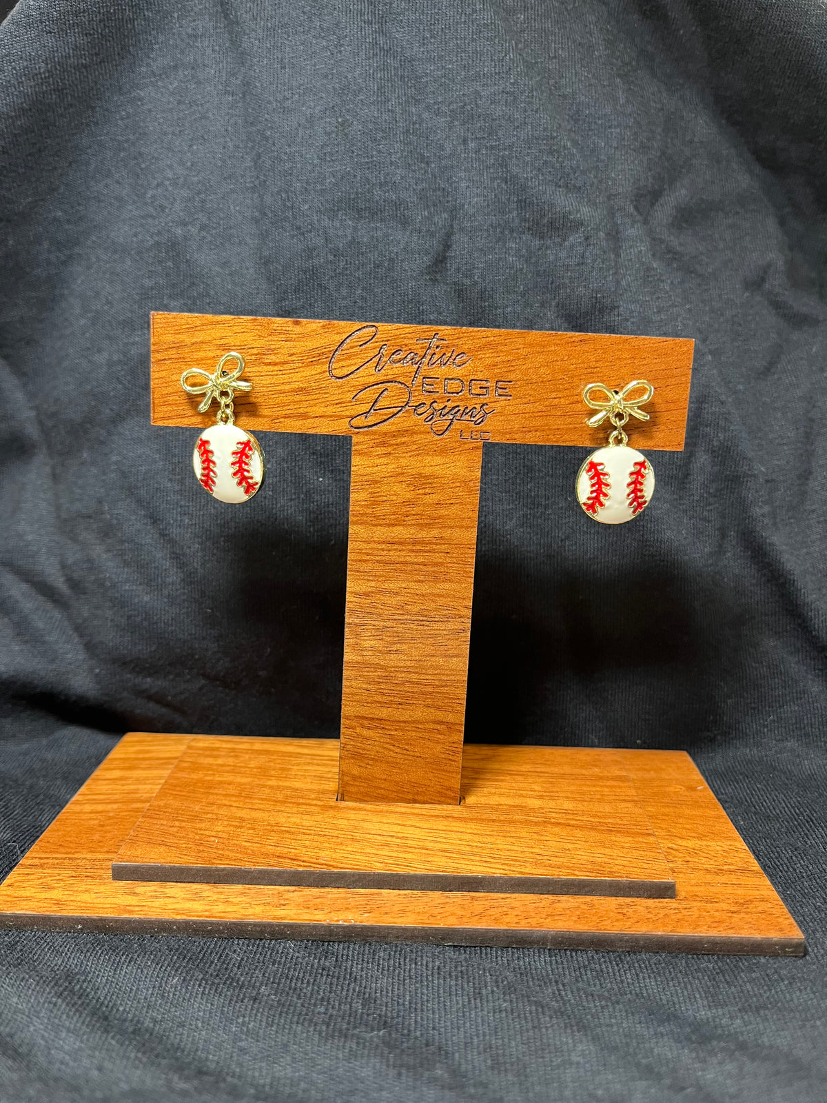 Game Day Baseball Bow Earrings