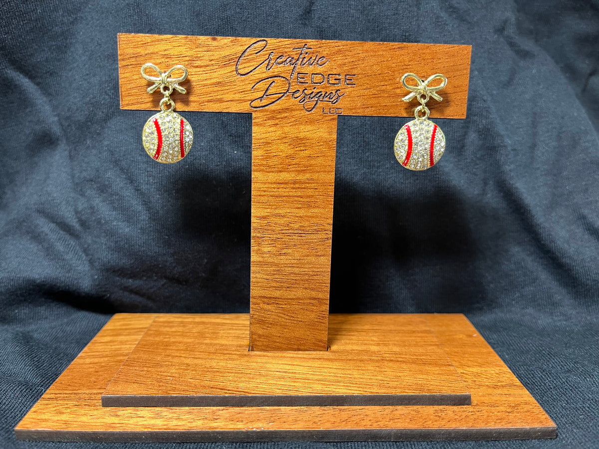 Game Day Baseball Bow Earrings