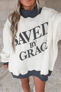 "Saved By Grace" Oversized Mock Neck Sweatshirt